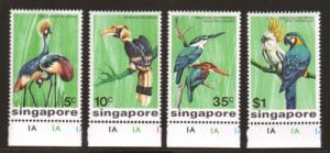 Singapore Sc 236-239 MNH. 1975 Birds, complete matched set with sheet margins