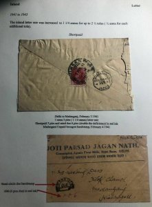 1941 Delhi India Commercial Postage Due  Cover To Madanganj