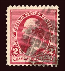 US Scott 220 fancy cancel geometric, very large 6 by 5 waffle or grid, faults