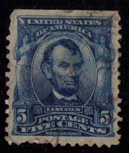 US Sc 304 Used 5c Lincoln 1902 VF