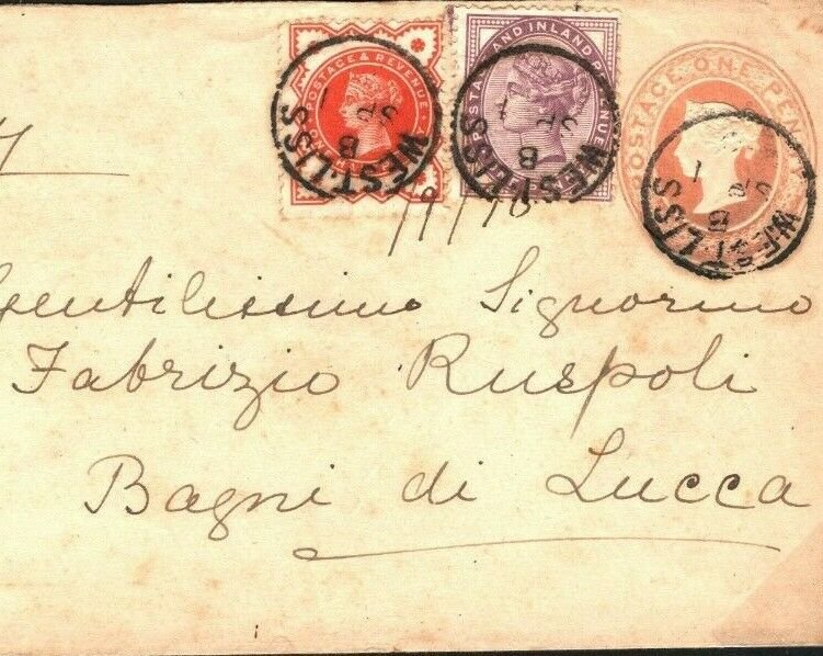 GB Cover Hants *West Liss* CDS Cancel Combination ITALY Lucca 1890{samwells}D142