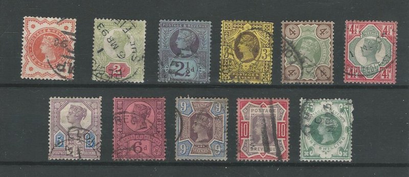 Great Britain, Postage Stamp, #111, 113-122 Used, 1887-92 Nice Condition (p)