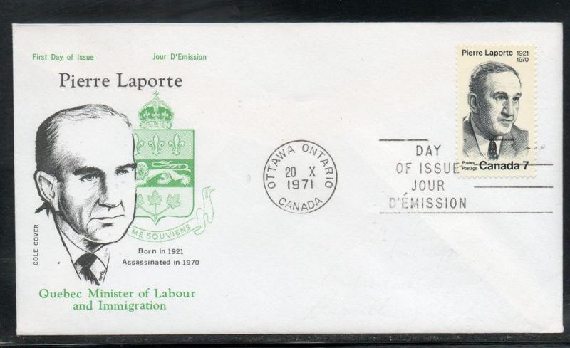 Canada #558 Laporte FDC Cole Cover addr C802