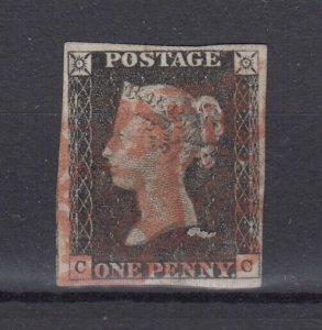 GB QV 1840 1d Penny Black Red Maltese Cross 4 Margin Fine Used BP6296