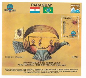 PARAGUAY 1983 200 ANNIVERSARY OF FIRST FLIGHT AVIATION HISTORY BRASILIANA 83 SS