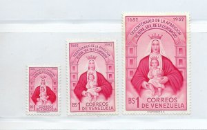 VENEZUELA 1952 VIRGIN OUR LADY OF COROMOTO SCOTT 641- 643 SET MH