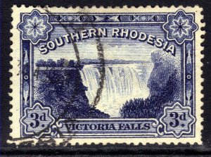 Southern Rhodesia 1932 KGV 3d Deep Ultramarine Victoria Falls used SG 30 ( B5...