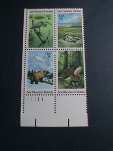 ​UNITED STATES -1981 SC#1924a PRESERVATION OF WILDLIFE HIBITATS -MNH BLOCK-VF