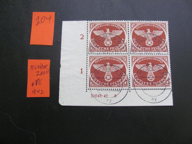 Germany 1942 USED MI. 2 HAN FELDPOST BLOCK 65 EUROS (204) NEW COLLECTION