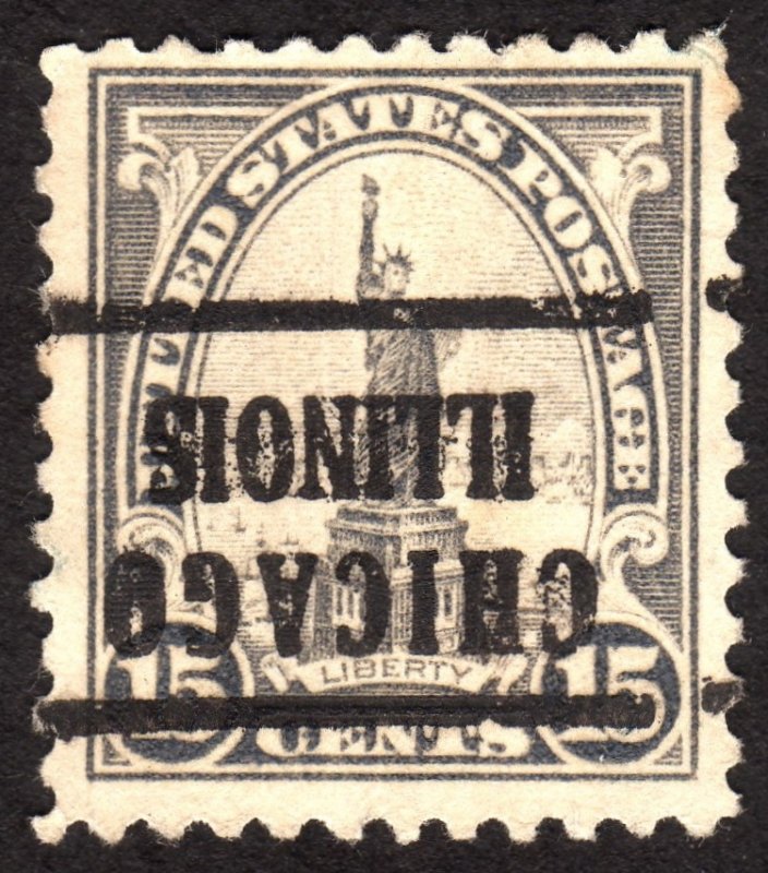 1922, US 15c, Liberty, Used, Inverted Chicago precancel, Sc 566
