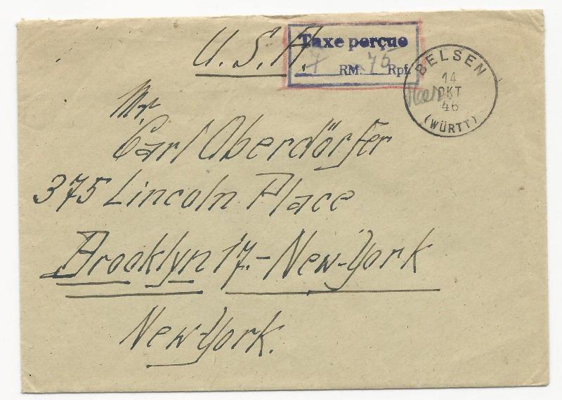 Germany Wurtt Oct 14 1946 from French Zone Extremely Rare Cover Mi #1-13 Type II