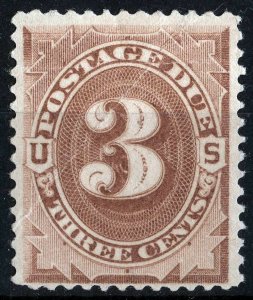 US Sc J3 Brown 3¢ UnWmk p.12 Original Gum Lightly Hinged Postage Due 