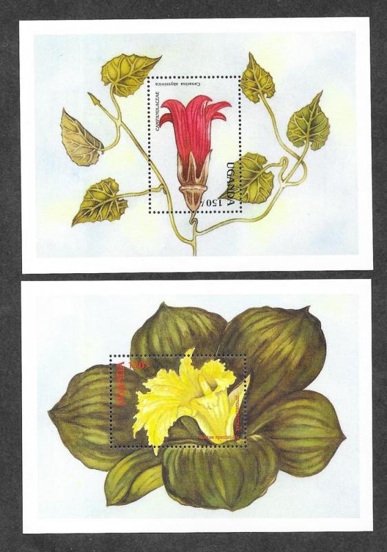 Uganda 620-621 Mint NH Souvenir Sheet Flora Fauna Flowers!