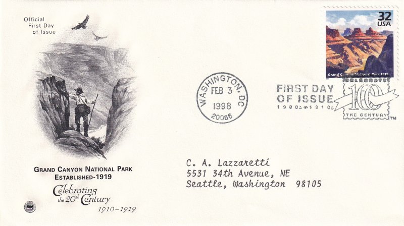 1998, Grand Canyon Park-1919, PCS, FDC (E12297)