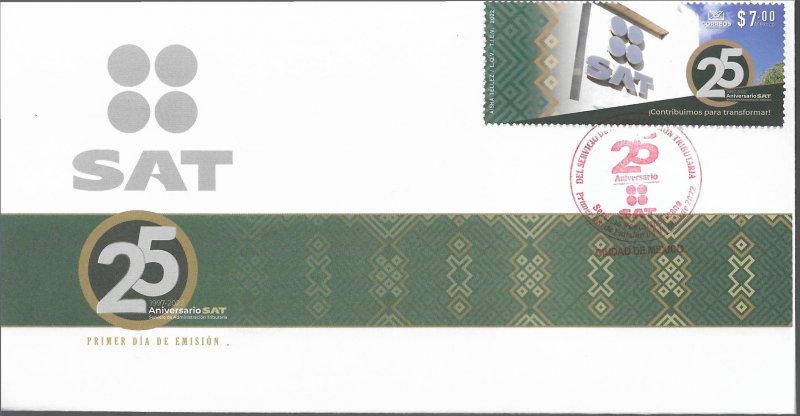 J) 2022 MEXICO, 25 YEARS OF SAT, FDC