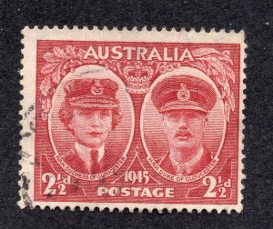 Australia 1945 2 1/2p Duke & Duchess, Scott 197 used, value = 25c