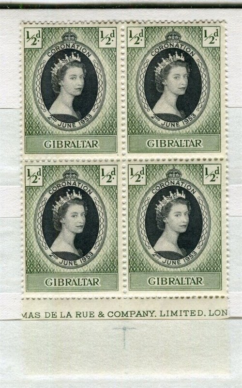 DOMINICA; GIBRALTAR; 1953 early QEII Coronation issue MINT MNH Inscription BLOCK 