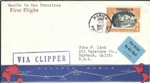 1937 1st Pacific Clipper Flight Manila, Philippines to San Francisco, Ca (47931)