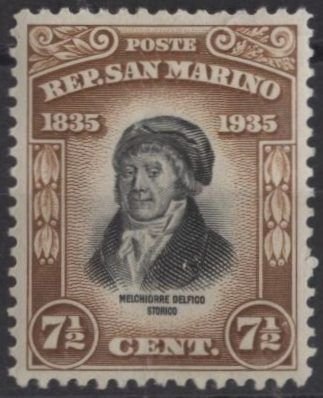 San Marino 170 (mvlh) 7½c Melchiorre Delfico, historian, lt brn & black (1935)