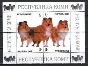 Komi, 1999 Russian Local. Collie Dogs sheet of 4.