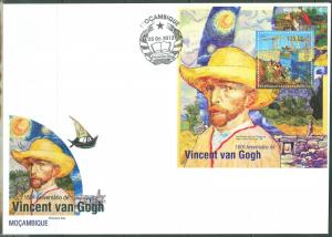 MOZAMBIQUE 2013 160th BIRTH ANNIVERSARY  OF VINCENT VAN GOGH  SOUVENIR SHEET FDC