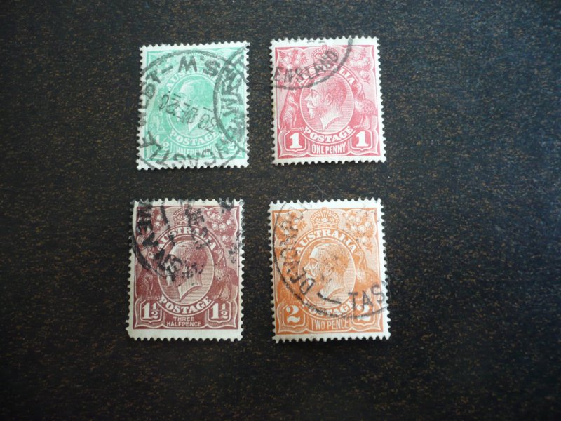 Stamps - Australia - Scott# 19,21,24,27a - Used Part Set of 4 Stamps