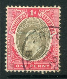 SOUTHERN NIGERIA; 1903-7 Ed VII issue fine used 1d. fair  Postmark (101068)