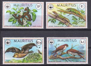 Mauritius, Fauna, WWF, Birds, Bats, Reptiles, Butterflies MNH / 1978