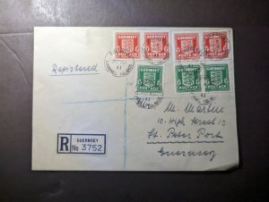 1941 Registered England British Channel Islands Cover Guernsey CI Local Use