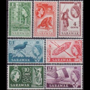 SARAWAK 1955 - Scott# 197-203 Local Life 1-12c NH