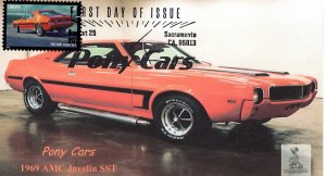 Pony Cars First Day Cover  #5 of 5 AMC Javelin (B&W cancel)
