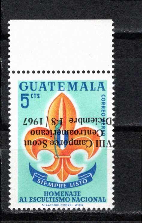 Guatemala 1967 MNH Sc C376 INVERTED OVERPRINT