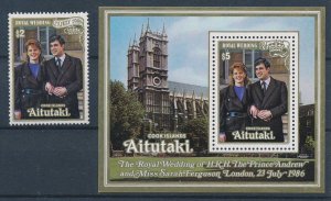 [116579] Aitutaki 1986 Royal wedding Andrew and Sarah with Souvenir sheet MNH