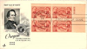 #964 Oregon Territory – Plate Block - Artcraft Cachet