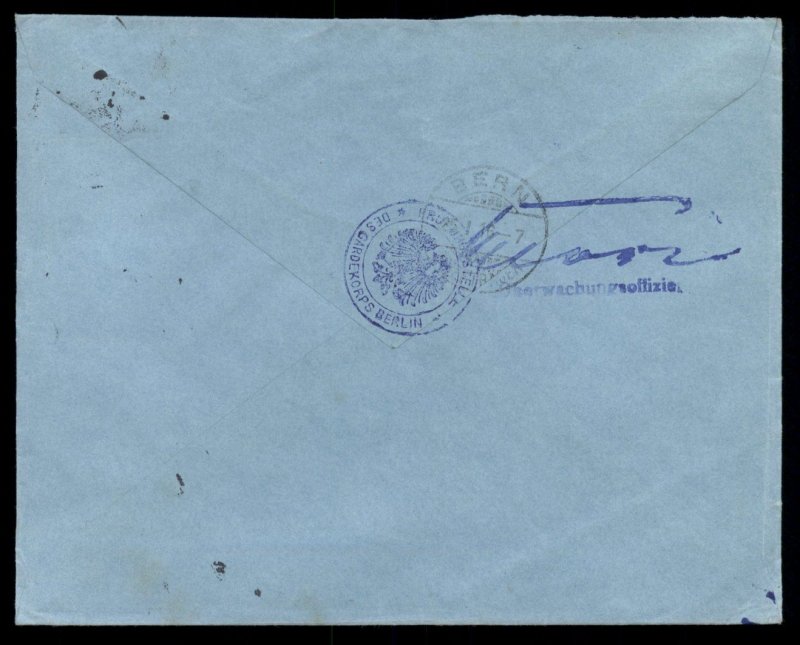 Germany 1916 Germania Wmk Cover Single Frank to Bern Switzerland 96784