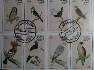 ​OMAN STAMP- 1972 COLORFUL LOVELY BEAUTIFUL BIRDS  CTO FULL SHEET VERY FINE