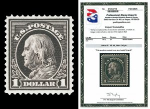 Scott 423 1912 $1.00 Franklin Perf 12 Issue Mint Graded XF 90 LH with PSE CERT