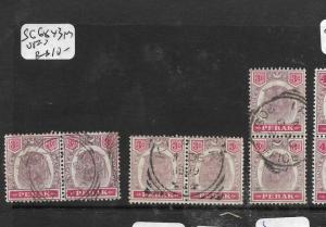 MALAYA PERAK (P0606B)  TIGER 3C   SG 67  X3 PRS    DIFF TOWN CANCELS   VFU