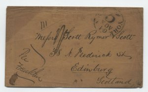 1851 New York to Edinburg transatlantic stampless per Franklin [H.517]