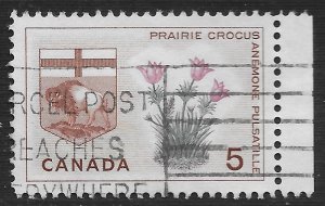 Canada #422 5c Prairie Crocus and Arms of Manitoba