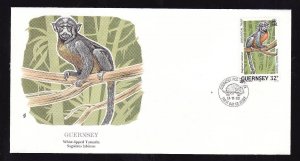 Flora & Fauna of the World #147c-stamp on FDC-Animals-White-lipped Tamarin-Guern