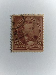 SCOTT #255 USED FIVE CENT CHOCOLATE GRANT NICE STAMP SOUGHT AFTER