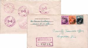 United States Ohio Cleveland (Sta. No. 44) 1938 violet double ring  3c Defens...