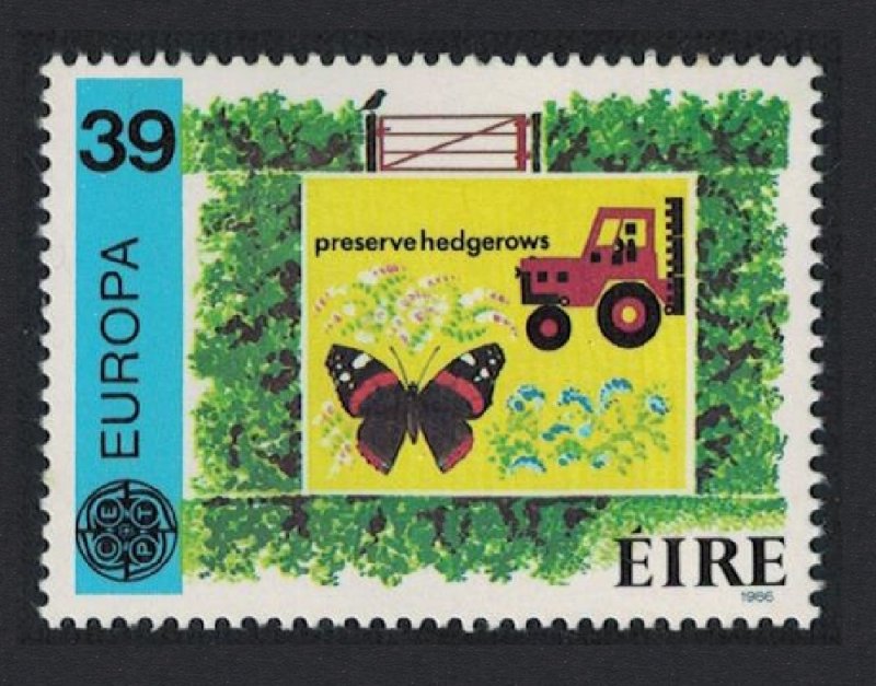 Ireland Butterfly Tractor Europa Protection of the Environment 2v 1986 MNH