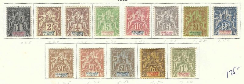 FRANCE SENEGAMBIA & NIGER SC. 1-13 COMPLETE SET HINGED