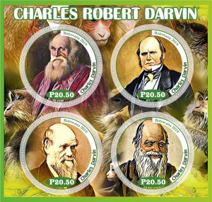 Stamps. Famous people. Charles Darwin  2019 year 1+1 sheets perforated