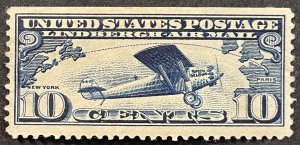 US #C10 MH F/VF 10c Lindbergh Airmail (Thin Spot Fault) 1927 [R885]