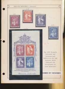 VATICAN  - Scott 239-242a - unused VLH - SIGNED BY THE DESIGNER - 1958