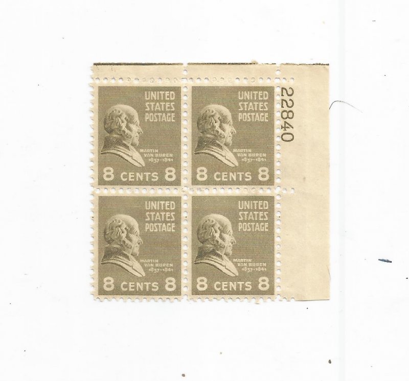 US SCOTT# 813, PLATE BLOCK OF 4, MNH, OG
