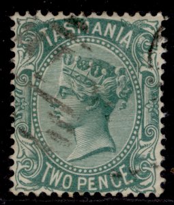 AUSTRALIA - Tasmania QV SG157a, 2d green, FINE USED.